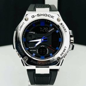 Relógio G-Shock Steel Preto Prata e Azul No Atacado