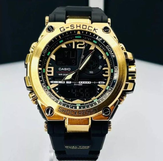 Relógio G-Shock Steel Preto e Dourado No Atacado