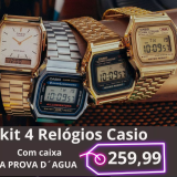 Kit c/4 Relógios No Brás Casio Vintage - À Prova d’Água com Caixa