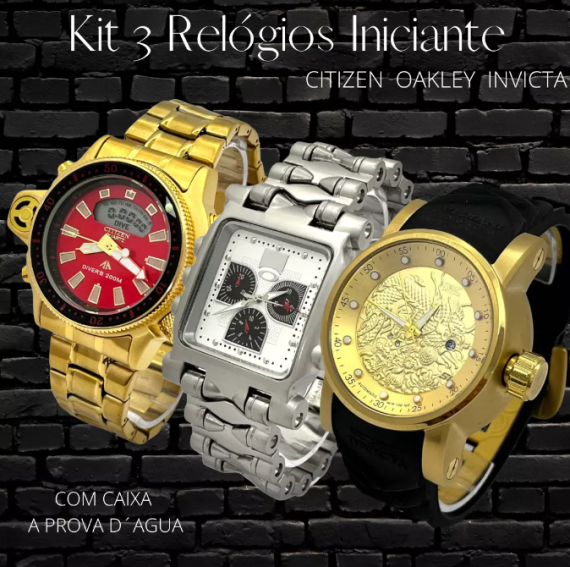 Kit c/3 Relógios 25 de Março – Citizen, Oakley e Invicta