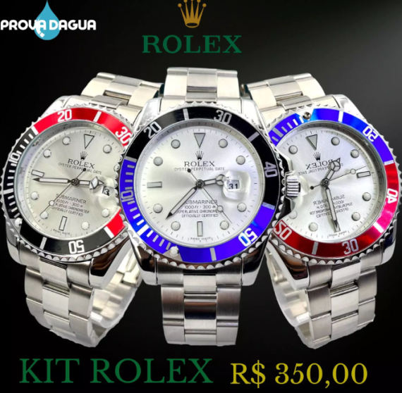 Kit C/03 Relógios Rolex Atacado Aprova De Agua + 3 Caixa Rolex