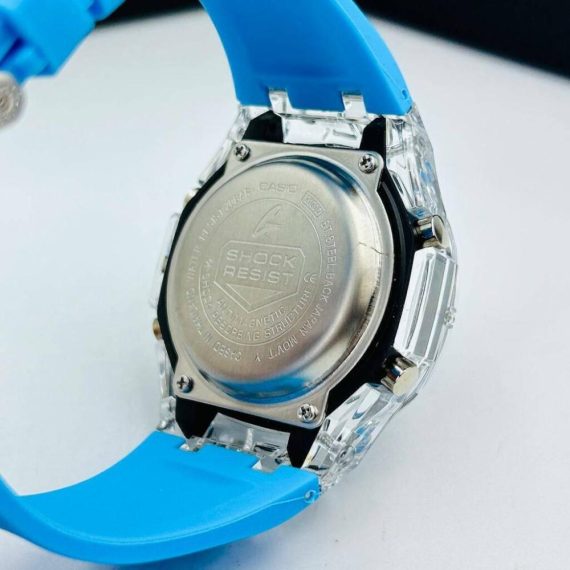 Relogio Gshock WR 20 Bar No Atacado - 2100 - transparente, azul piscina e preto - Pulseira de borracha