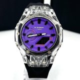 Relogio Gshock Wr 20 bar - 2100 - transparente,roxol e preto- Pulseira de borracha