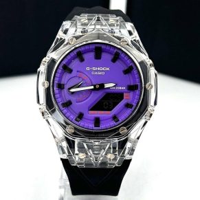 Relogio Gshock Wr 20 bar - 2100 - transparente,roxol e preto- Pulseira de borracha