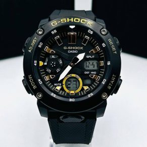 Relógio Gshock GA 2000 no Atacado - Preto e Dourado - Pulseira de Borracha