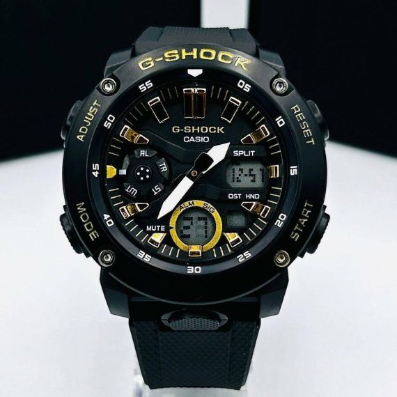 Relógio Gshock GA 2000 no Atacado - Preto e Dourado - Pulseira de Borracha