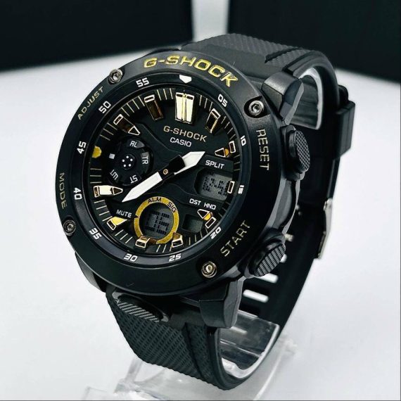 Relógio Gshock GA 2000 no Atacado - Preto e Dourado - Pulseira de Borracha