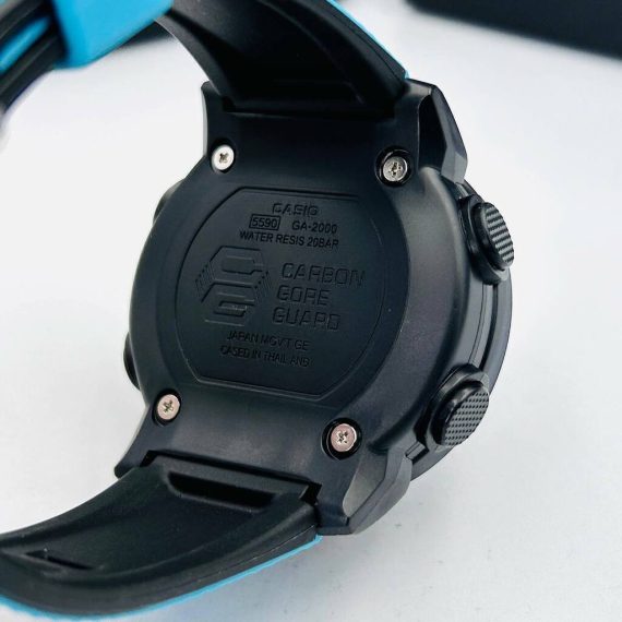Relógio 1 Linha Diamante GA 2000 no Atacado - Preto e Azul Piscina - Pulseira de Borracha