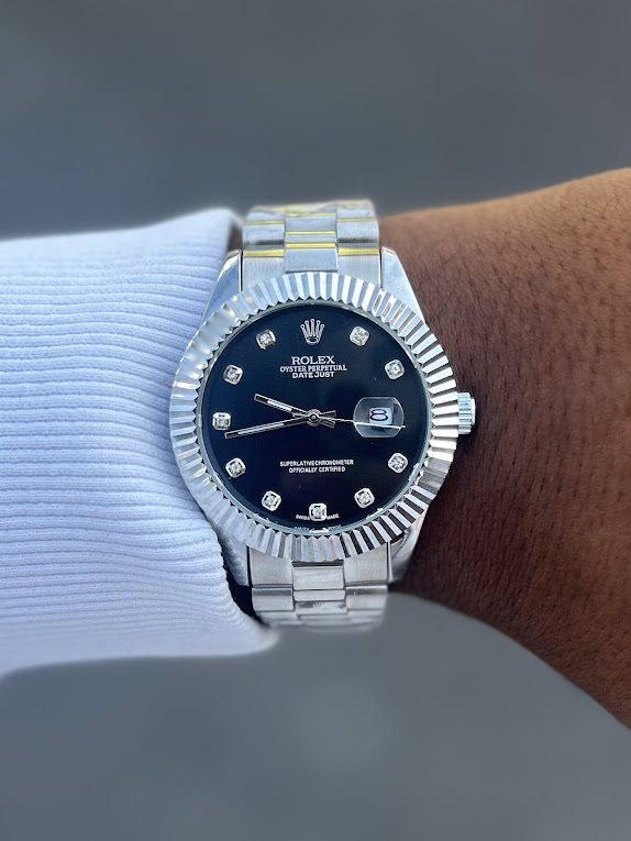 Relógio Rolex 1ª Linha Day Date Prata com Preto + Caixa  – À Prova d’Água (cópia) | Relógios Para Revender Relógio Rolex 1ª Linha Day Date Prata com Preto