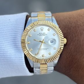Relógio Rolex Day Date 1ª Linha Misto com Prata e Dourado