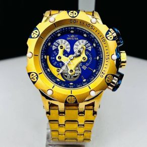 Relógio Invicta Primeira Linha Hybrid Dourado e Azul no Atacado – Pulseira de Aço + Caixa
