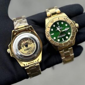 Relógio Rolex Primeira Linha Yacht Master no Atacado – Dourado e Preto com Pulseira de Borracha