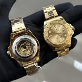 Relógio Rolex Primeira Linha Yacht Master no Atacado – Dourado e Preto com Pulseira de Borracha | Relógios Para Revender AUTO-DRAFT