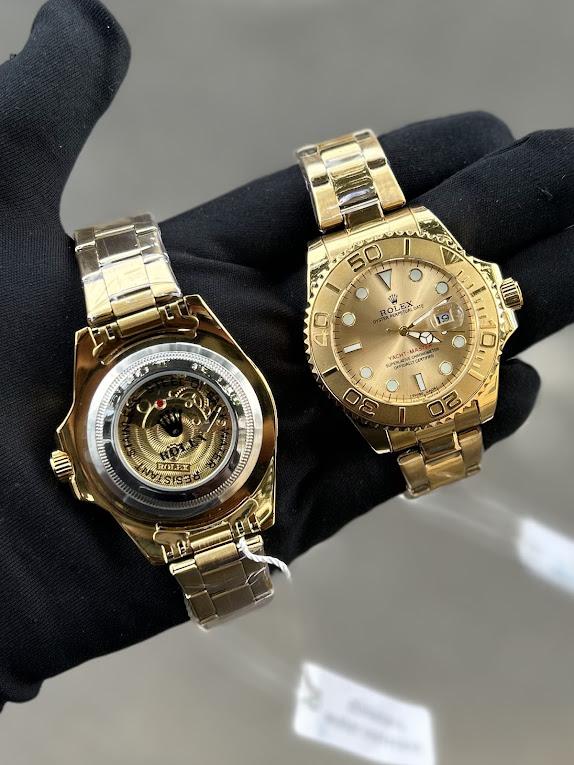 Relógio Rolex Primeira Linha Yacht Master no Atacado – Dourado e Preto com Pulseira de Borracha | Relógios Para Revender AUTO-DRAFT