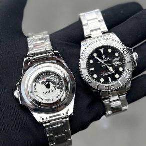 Relógio Rolex Primeira Linha Yacht Master no Atacado – Dourado e Preto com Pulseira de Borracha