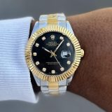 Relógio Rolex Day Date Submariner 1ª Linha Dourado e Preto no Atacado – Pulseira de Metal