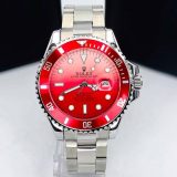Relógio Rolex Submariner 1ª Linha No Atacado – Prata e Degrade Vermelho – Pulseira Oyster de Aço