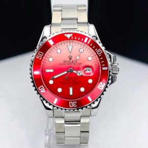 Relógio Rolex Submariner 1ª Linha No Atacado – Prata e Degrade Vermelho – Pulseira Oyster de Aço