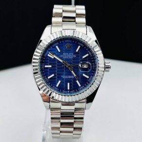 Relógio Rolex Datejust 1ª Linha No Atacado – Prata e Azul – Pulseira de Aço