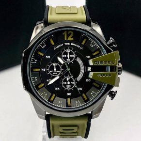 Relógio Diesel Funcional 10 BAR Preto e Verde no Atacado – Pulseira de Borracha