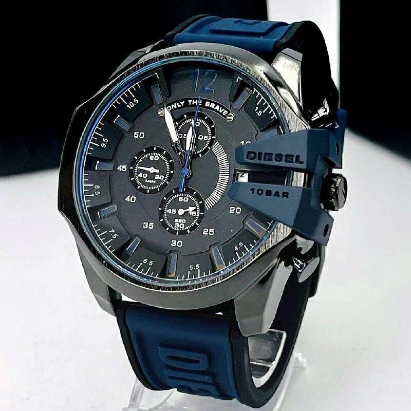 Relógio Diesel Funcional 10 BAR Preto e Azul no Atacado - Pulseira de Borracha | Relógios Para Revender Relógio Diesel Funcional 10 BAR Preto e Azul no Atacado – Pulseira de Borracha