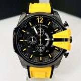 Relógio Diesel Funcional 10 BAR Preto e Amarelo no Atacado – Pulseira de Borracha