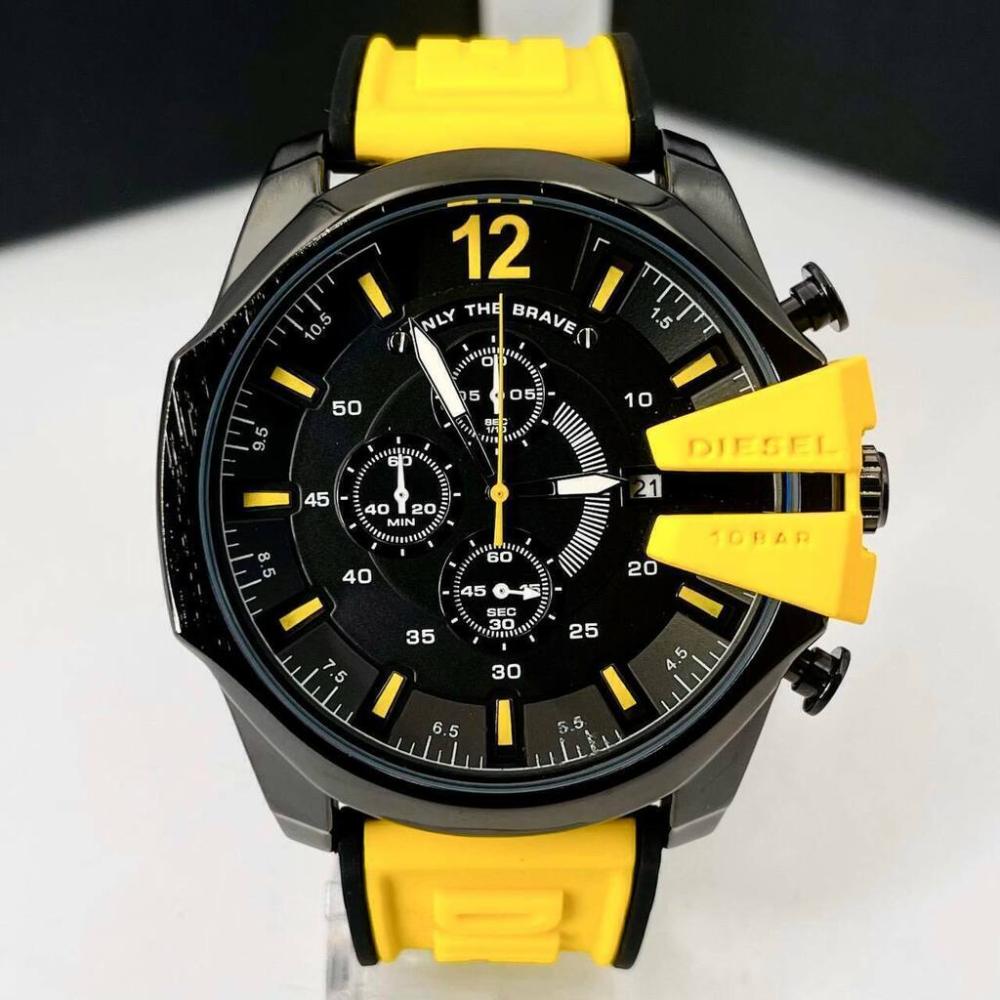 Relógio Diesel Funcional 10 BAR Preto e Amarelo no Atacado - Pulseira de Borracha | Relógios Para Revender Relógio Diesel Funcional 10 BAR Preto e Amarelo no Atacado – Pulseira de Borracha