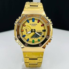 Relógio Gshock WR 20 Bar Steel Dourado e Amarelo no Atacado – Pulseira de Aço