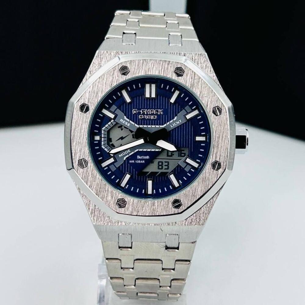 Relógio Gshock Linha Diamante GM 2100 (M1) Prata e Azul Marinho no Atacado - Pulseira de Aço + Caixa | Relógios Para Revender Relógio Gshock Linha Diamante GM 2100 (M1) Prata e Azul Marinho no Atacado – Pulseira de Aço + Caixa