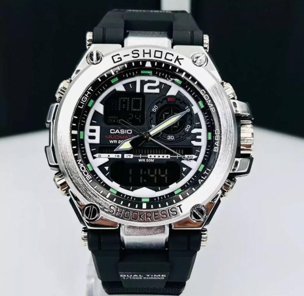 Relógio Gshock 1ª Linha Diamante Steel Preto e Prata no Atacado - Pulseira de Borracha + Caixa | Relógios Para Revender AUTO-DRAFT
