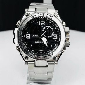 Relógio Gshock Linha Diamante Steel no Atacado – Prata e Preto – Pulseira de Aço + Caixa