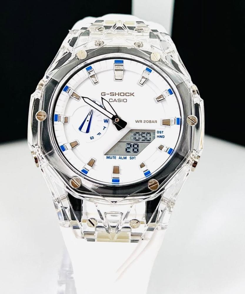 Relógio Gshock WR 20 BAR 2100 - Linha Diamante Transparente com Fundo Roxo no Atacado - À Prova D’água + Caixa | Relógios Para Revender Relógio Gshock WR 20 BAR 2100 – Linha Diamante Transparente com Fundo Roxo no Atacado – À Prova D’água + Caixa