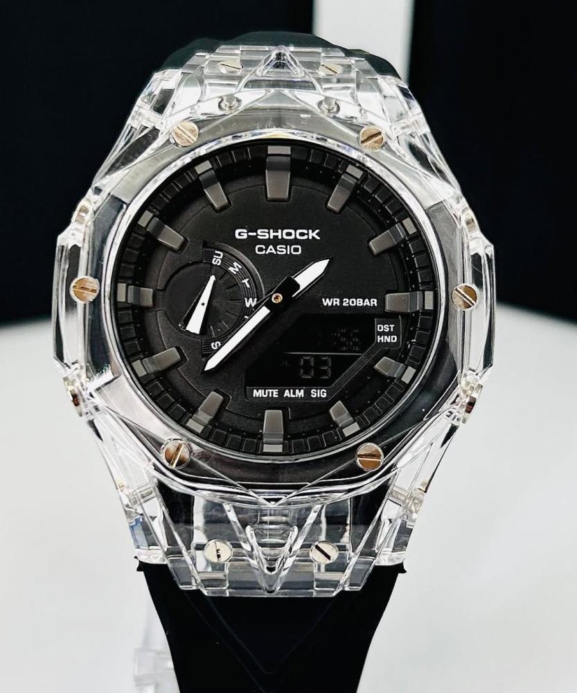 Relógio Gshock WR 20 BAR 2100 Linha Diamante - Transparente e Preto à Prova D’Água + Caixa | Relógios Para Revender Relógio Gshock WR 20 BAR 2100 Linha Diamante – Transparente e Preto à Prova D’Água + Caixa
