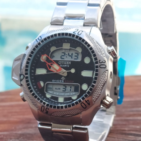 Relógio Citizen C-500 Prata + Caixa no Atacado – Fundo Preto