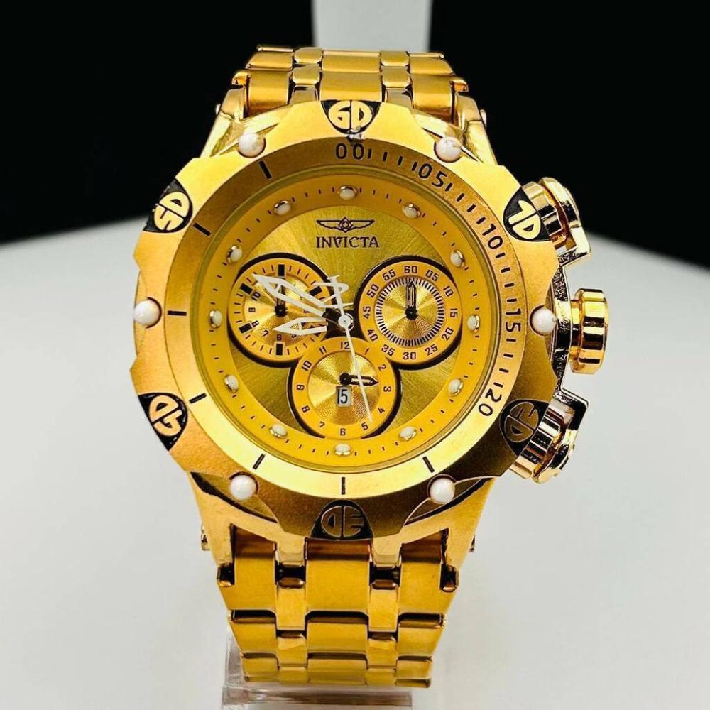 Relógio Invicta Primeira Linha Hybrid Dourado - Pulseira de Aço + Caixa | Relógios Para Revender Relógio Invicta Primeira Linha Hybrid Dourado – Pulseira de Aço + Caixa
