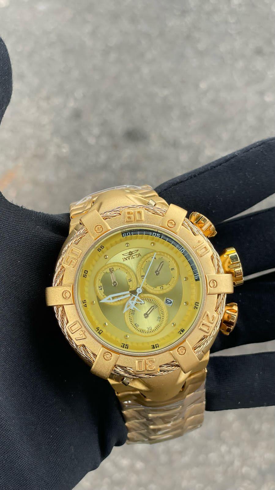 Relógio Invicta Thunderbolt Dourado com Azul - Pulseira de Aço + Caixa | Relógios Para Revender Relógio Invicta Thunderbolt Dourado com Azul – Pulseira de Aço + Caixa