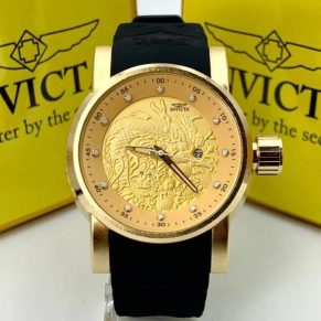 Relógio Invicta Yakuza S1 Primeira Linha no Atacado – Dourado com Pulseira Branca + Caixa