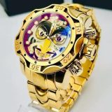 Relógio Invicta Joker Curinga Primeira Linha no Atacado - Dourado com Fundo Branco e Roxo + Caixa + Frete Grátis | Relógios Para Revender Relógio Invicta Yakuza S1 Primeira Linha – Dourado com Pulseira Branca