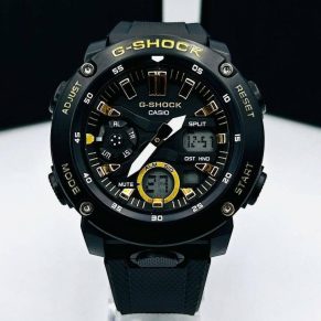 Relógio 1 Linha Diamante GA 2000 Preto e Dourado no Atacado – Pulseira de Borracha