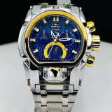Relógio Invicta Magnum Prata, Azul e Amarelo – Pulseira de Aço + Caixa