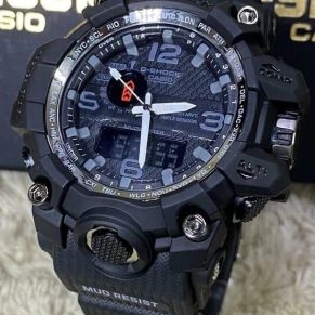 Relógio Gshock 1 Linha Diamante Mudmaster Transparente Preto no Atacado – Pulseira de Aço