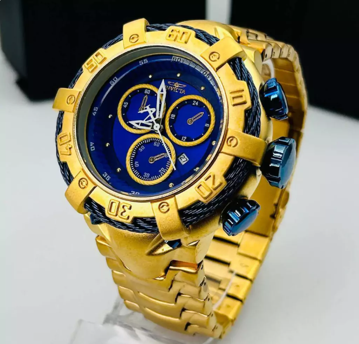 Relógio Invicta Thunderbolt Dourado com Azul - À Prova D’Água + Caixa | Relógios Para Revender Relógio Invicta Thunderbolt Dourado com Azul – À Prova D’Água + Caixa