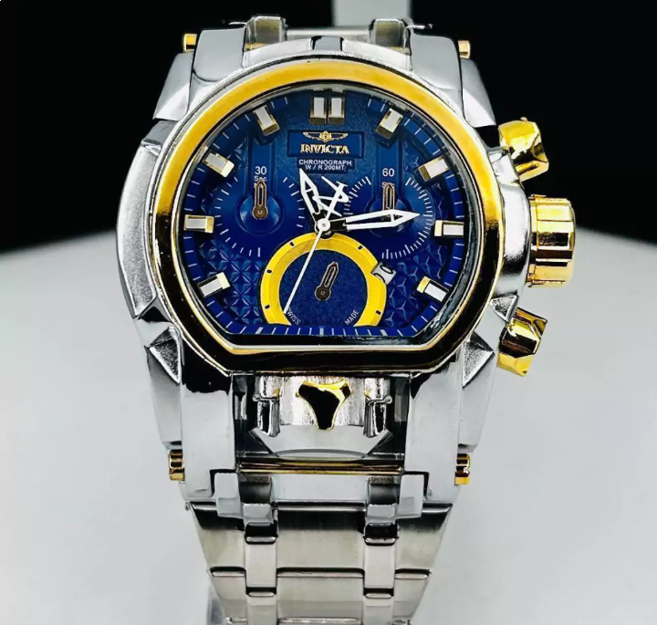 Relógio Invicta Magnum 1ª Linha Prata, Azul e Amarelo - Pulseira de Aço + Caixa | Relógios Para Revender Relógio Invicta Magnum 1ª Linha Prata, Azul e Amarelo – Pulseira de Aço + Caixa