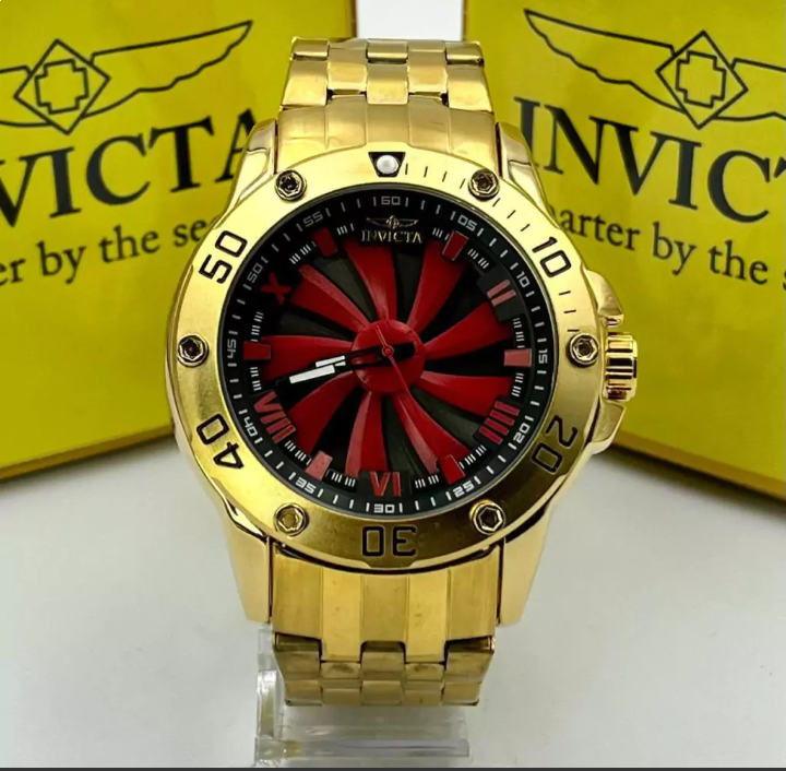 Relógio Invicta Speedway Turbine - Dourado com Preto e Vermelho + Caixa | Relógios Para Revender Relógio Invicta Speedway Turbine – Dourado com Preto e Vermelho + Caixa