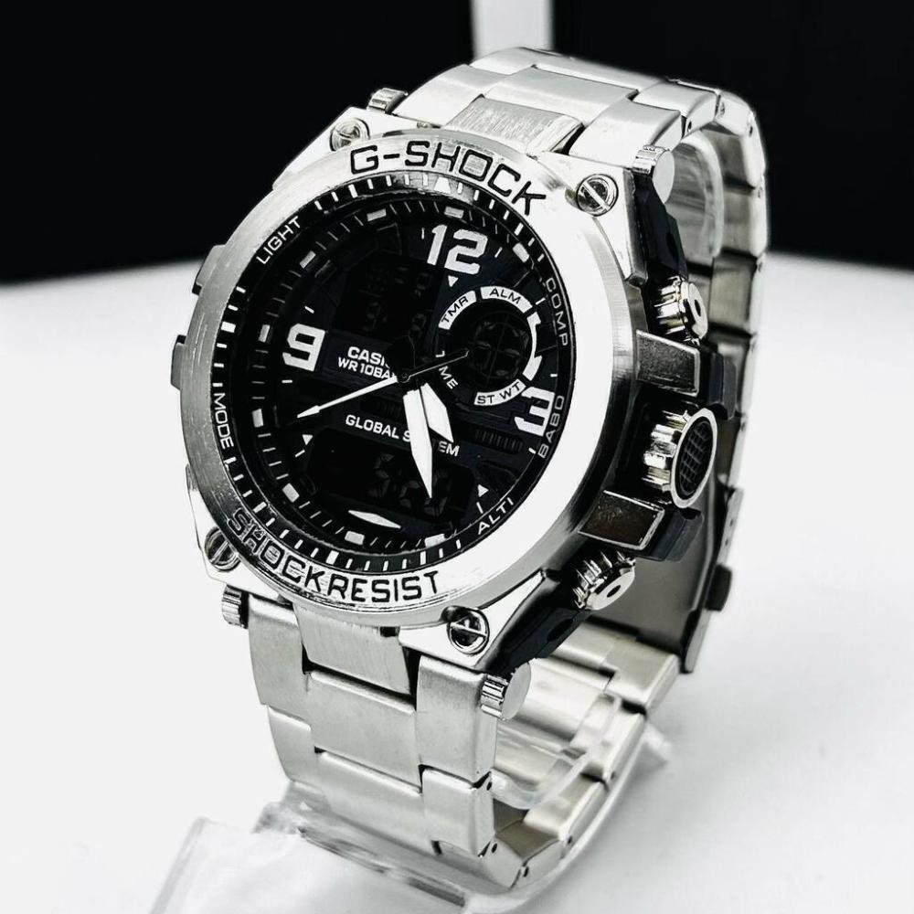 Relógio Gshock Steel Linha Diamante 100% Funcional + Caixa - Prata e Preto | Relógios Para Revender Relógio Gshock Steel Linha Diamante 100% Funcional + Caixa – Prata e Preto