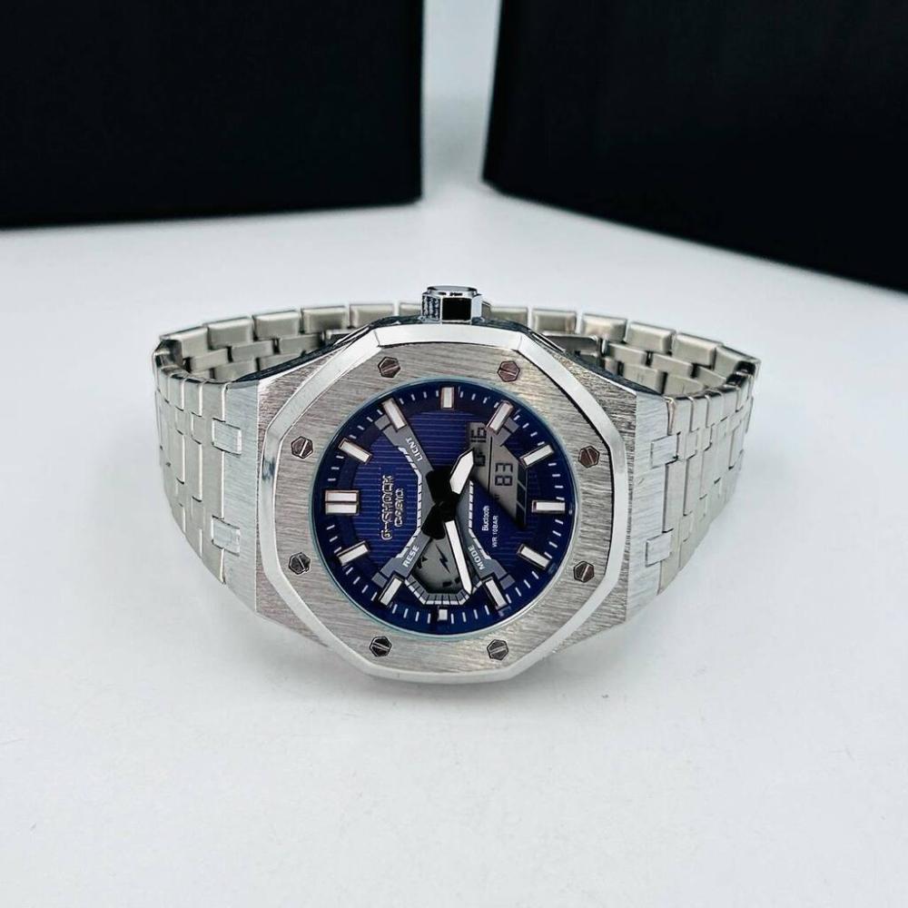 Relógio Gshock Linha Diamante GM 2100 (M1) Prata e Azul Marinho no Atacado - Pulseira de Aço + Caixa | Relógios Para Revender Relógio Gshock Linha Diamante GM 2100 (M1) Prata e Azul Marinho no Atacado – Pulseira de Aço + Caixa