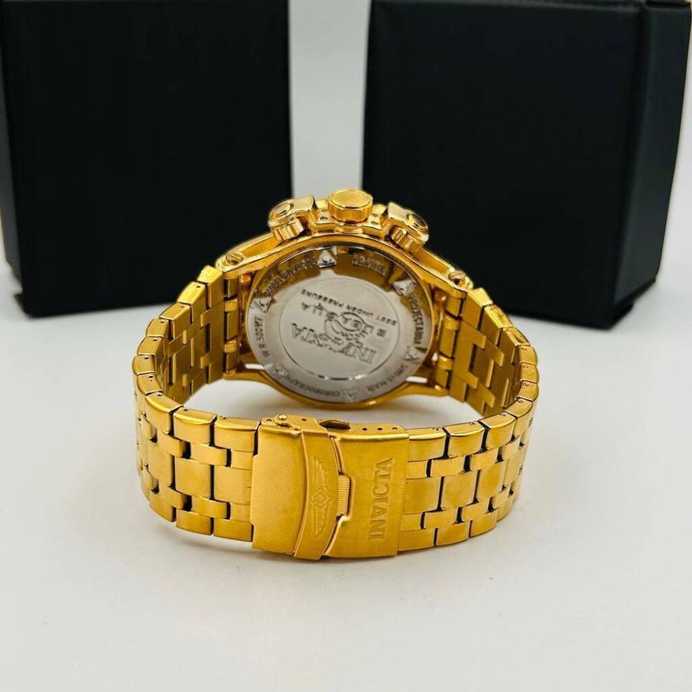 Relógio Invicta Primeira Linha Hybrid Dourado - Pulseira de Aço + Caixa | Relógios Para Revender Relógio Invicta Primeira Linha Hybrid Dourado – Pulseira de Aço + Caixa