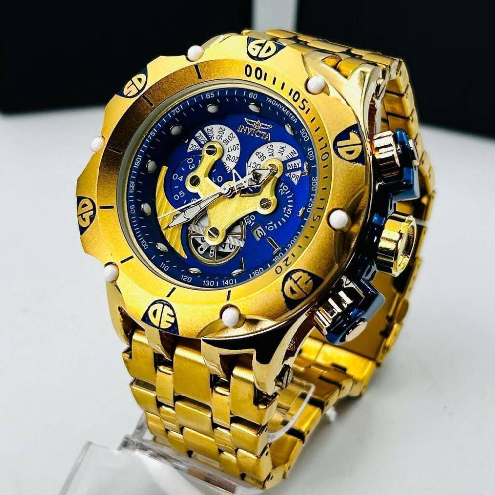 Relógio Invicta 1ª Linha Hybrid Dourado e Azul - Pulseira de Aço + Caixa | Relógios Para Revender Relógio Invicta 1ª Linha Hybrid Dourado e Azul – Pulseira de Aço + Caixa