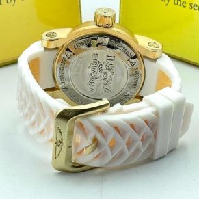 Relógio Invicta Yakuza S1 Primeira Linha no Atacado – Dourado com Pulseira Branca