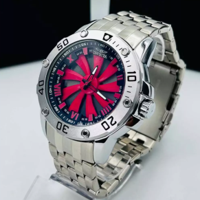 Relógio Invicta Speedway Turbine – Dourado com Preto e Vermelho – Pulseira de Aço + Caixa